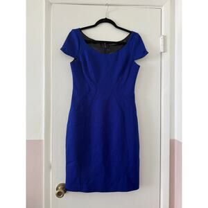 Tahari Royal Blue Cap Sleeve Dress (Size 8)